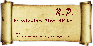 Mikolovits Pintyőke névjegykártya